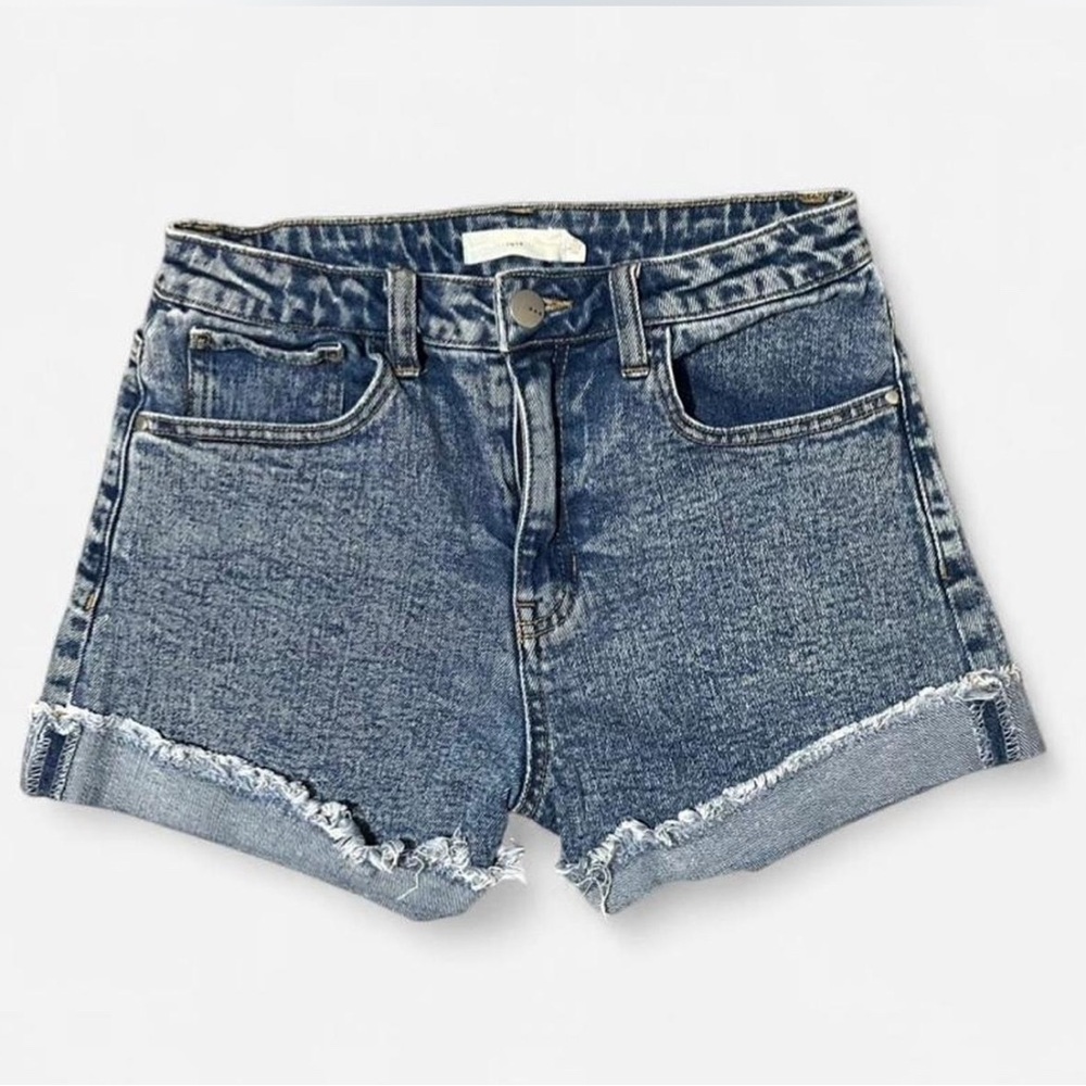 🪁 Tgla Blue Jean Shorts~Women’s Size 25”~High-Rise~Cuffed & Frayed Hem